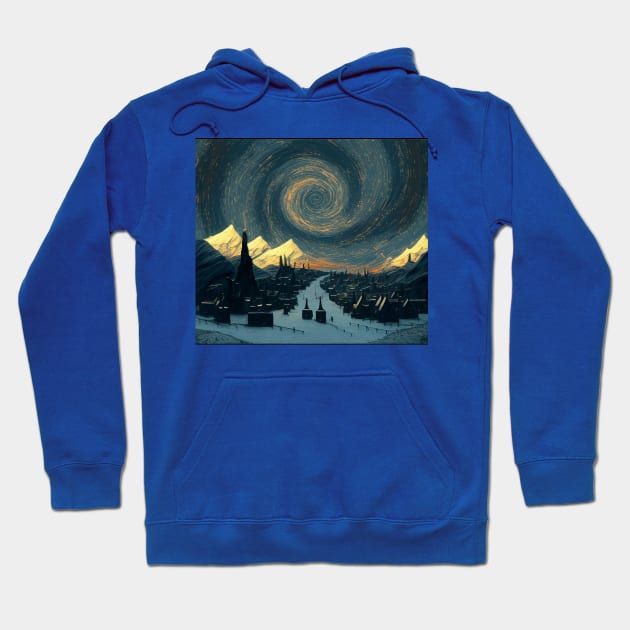 Starry Night Over Hogsmeade Village Hoodie by Grassroots Green